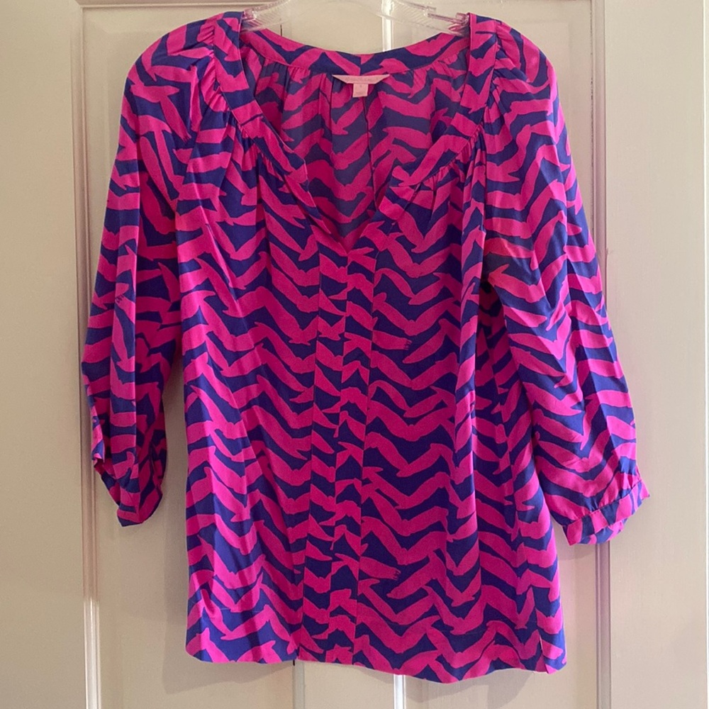 Lilly Pulitzer Silk Chevron Elsa Top